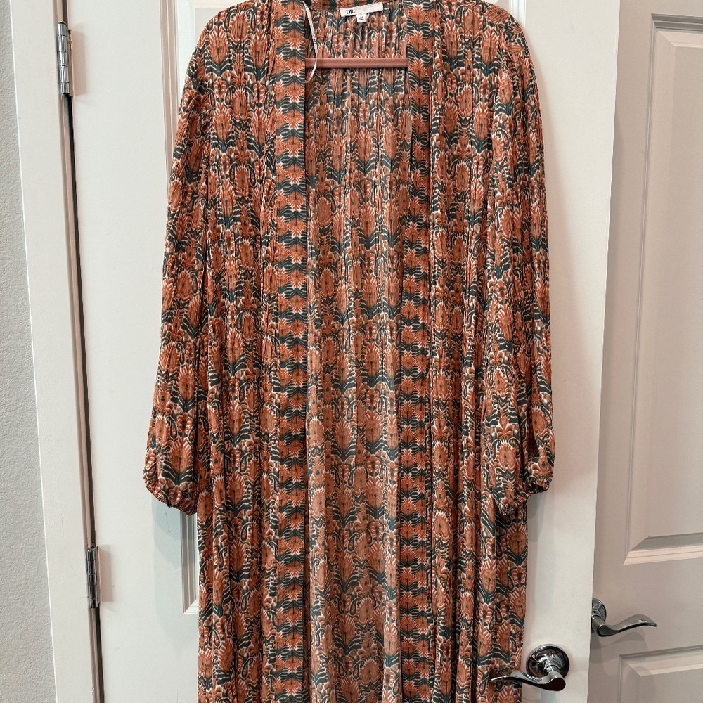 Chiffon Kimono Duster Women's Plus Green Boho Swim Cover Size 3XL